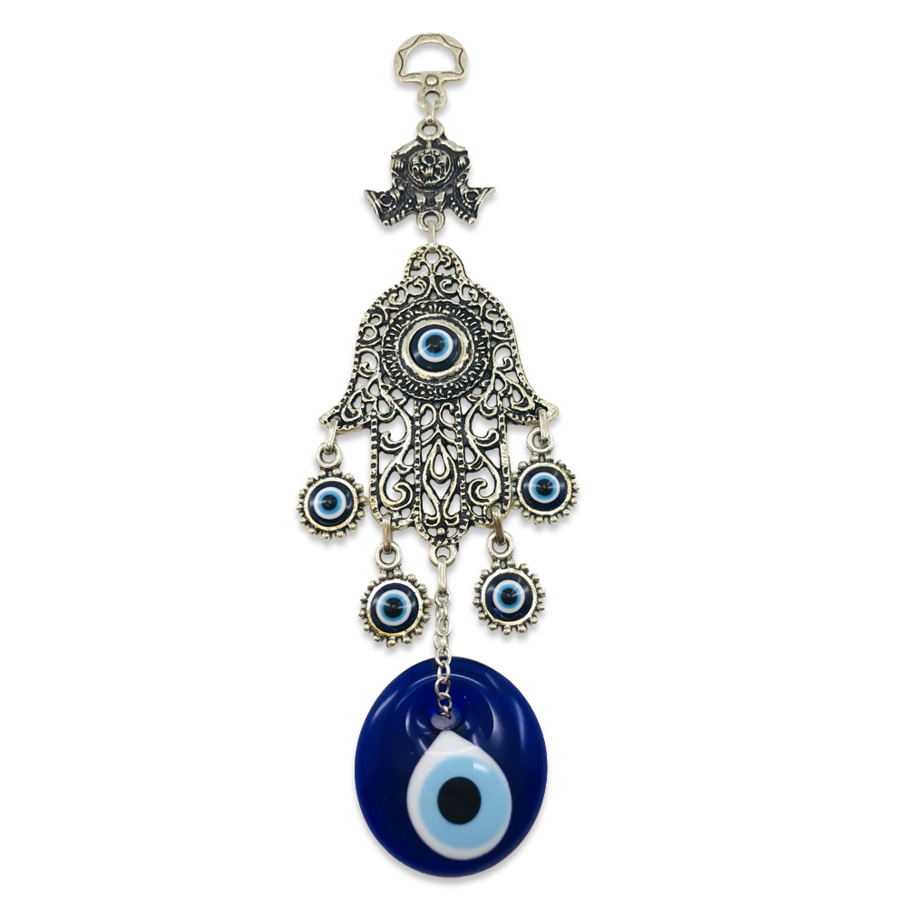 Handmade Hand of Hamsa / Fatima Evil Eye – Nazar Alloy Wall Hanging