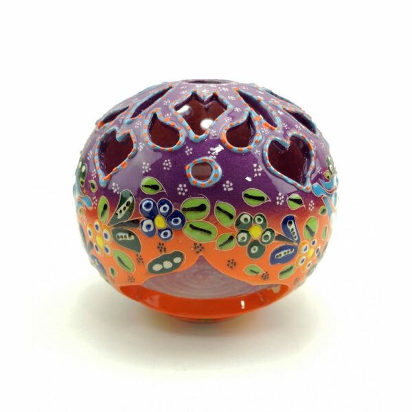 Hand Painted Ceramic Candle Holder - Handmade Turkish Pottery - Image 4