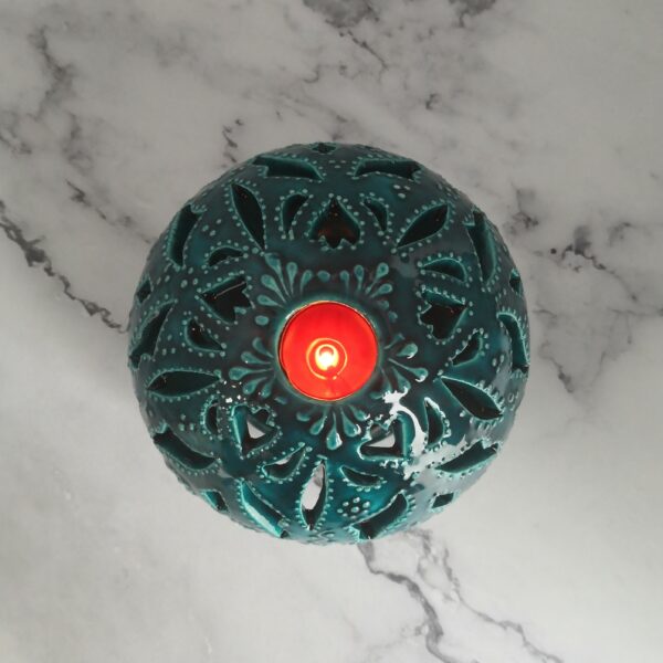 Hand Painted Ceramic Candle Holder - Handmade Turkish Pottery - Image 5