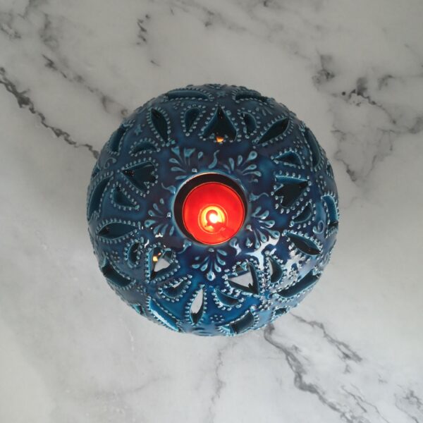 Hand Painted Ceramic Candle Holder – Handmade Turkish Pottery - Image 5