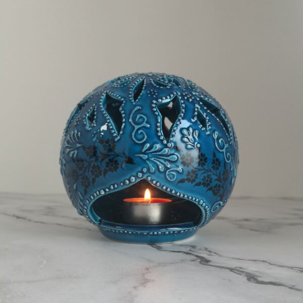 Hand Painted Ceramic Candle Holder – Handmade Turkish Pottery - Image 3