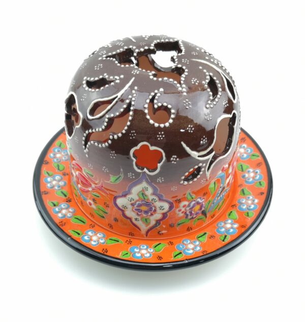 Hand Painted Ceramic Candle Holder With Lid - Handmade Turkish Pottery - Image 12