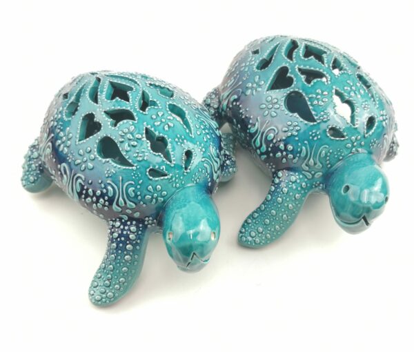 Handmade Ceramic Turtle Candle - Hand Painted Turkish Pottery Tea Light Holder - Image 3