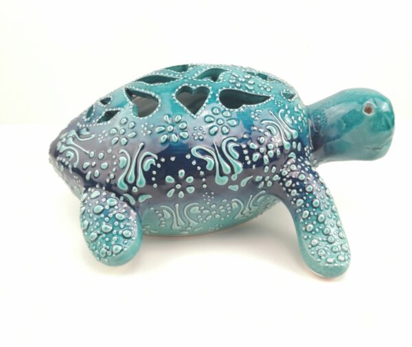 Handmade Ceramic Turtle Candle - Hand Painted Turkish Pottery Tea Light Holder - Image 5