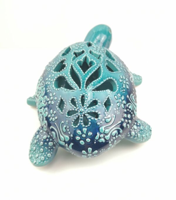 Handmade Ceramic Turtle Candle - Hand Painted Turkish Pottery Tea Light Holder - Image 6