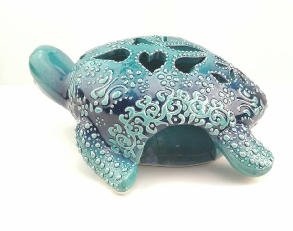 Handmade Ceramic Turtle Candle - Hand Painted Turkish Pottery Tea Light Holder - Image 7