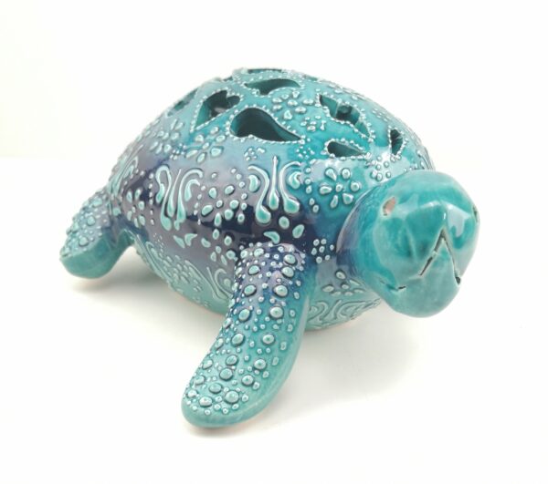 Handmade Ceramic Turtle Candle - Hand Painted Turkish Pottery Tea Light Holder - Image 8