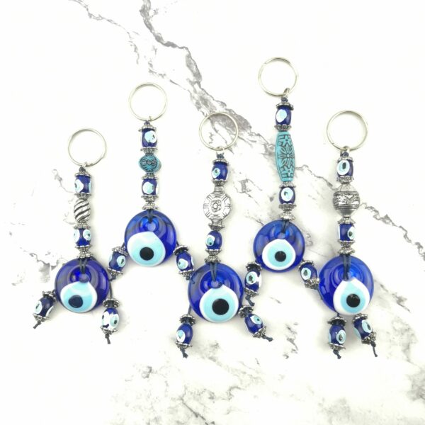 Handmade Keychain with Lucky Evil Eye - Nazar Alloy - Image 2