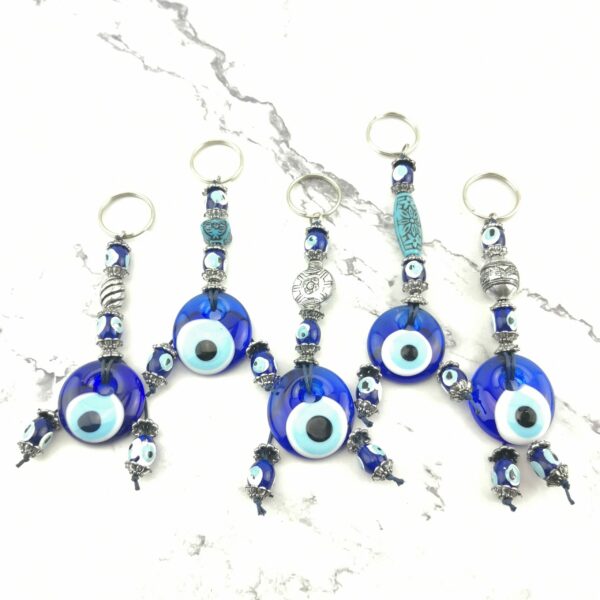 Handmade Keychain with Lucky Evil Eye - Nazar Alloy