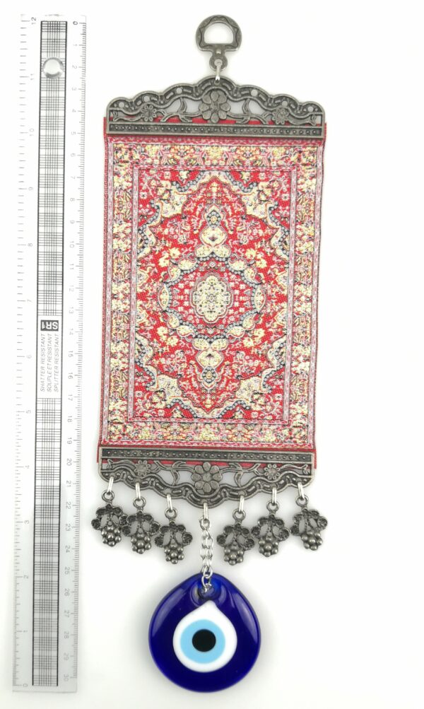 Handmade Turkish Carpet Wall Hanging - Evil Eye - Nazar Alloy - Image 5