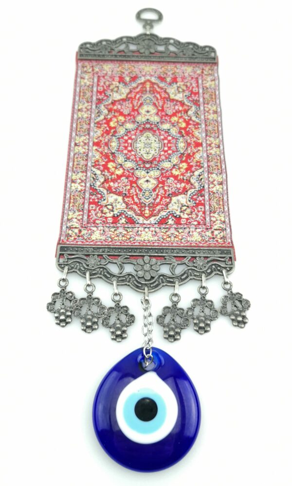 Handmade Turkish Carpet Wall Hanging - Evil Eye - Nazar Alloy - Image 2