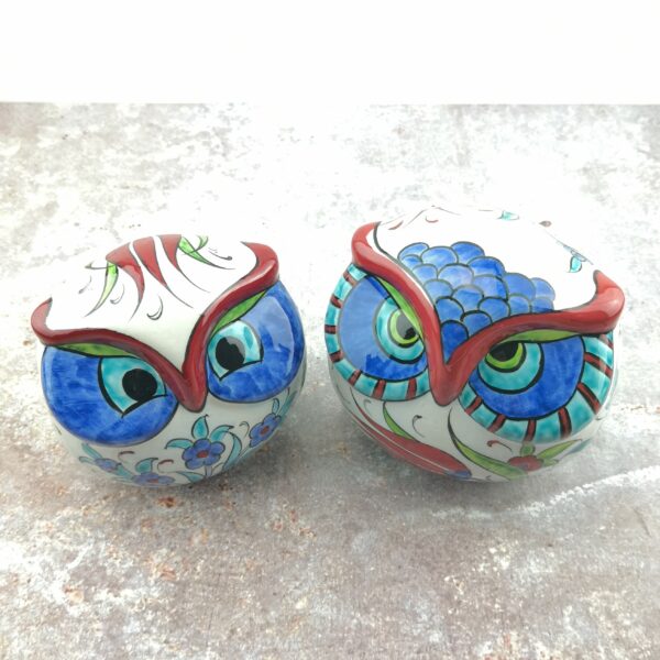 Hand Painted Ceramic Owl Figure - Handmade Turkish Pottery - Image 3