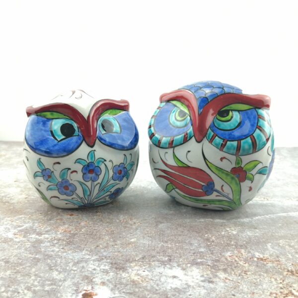 Hand Painted Ceramic Owl Figure - Handmade Turkish Pottery