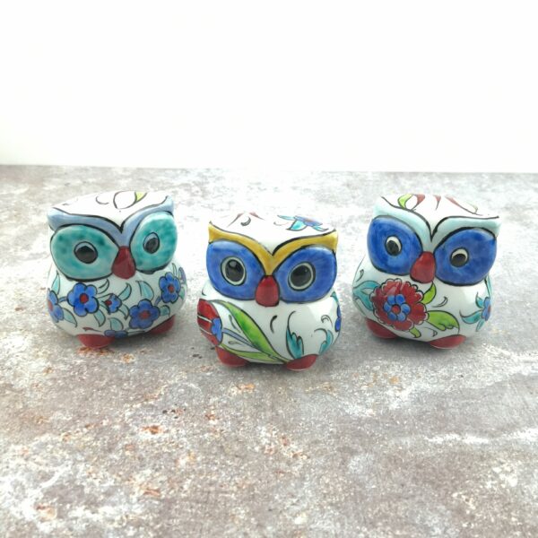 Handmade Ceramic Owl Figure - Hand Painted Turkish Pottery