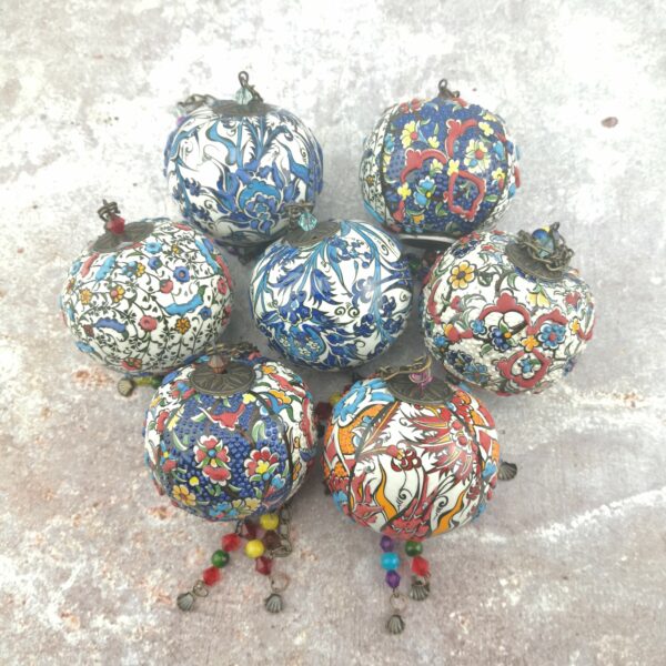 Handmade Ceramic Ball Hang - Decorative Hand Painted Wall Hanging