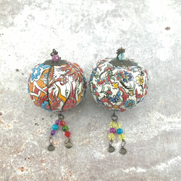 Handmade Ceramic Ball Hang - Decorative Hand Painted Wall Hanging - Image 4