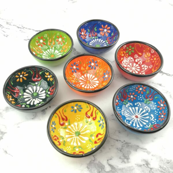 Hand Painted Ceramic Bowls(8 cm) - Handmade Turkish Pottery