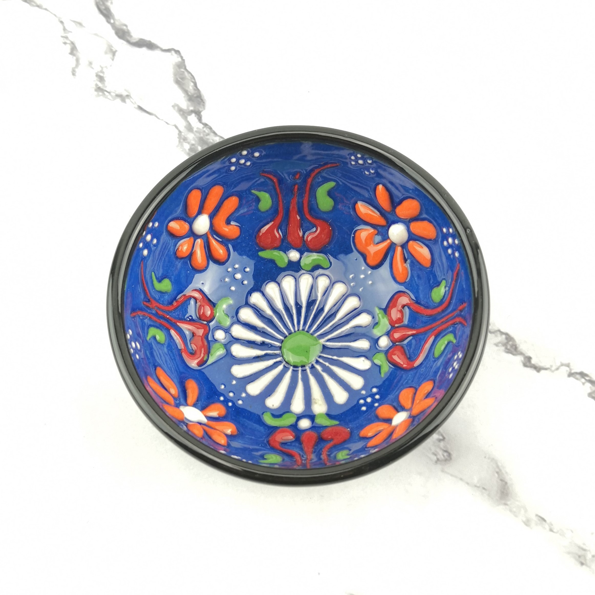Hand Painted Ceramic Bowls(8 cm) - Handmade Turkish Pottery - Blue