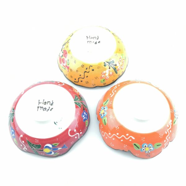 Hand Painted Ceramic Bowl(12 cm) Set - 3 Pieces Handmade Turkish Pottery - Image 4