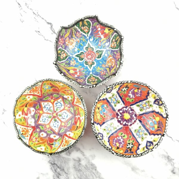 Hand Painted Ceramic Bowl(15 cm) Set - 3 Pieces Handmade Turkish Pottery