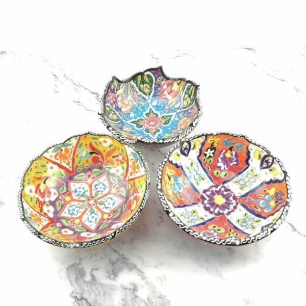 Hand Painted Ceramic Bowl(15 cm) Set - 3 Pieces Handmade Turkish Pottery - Image 3