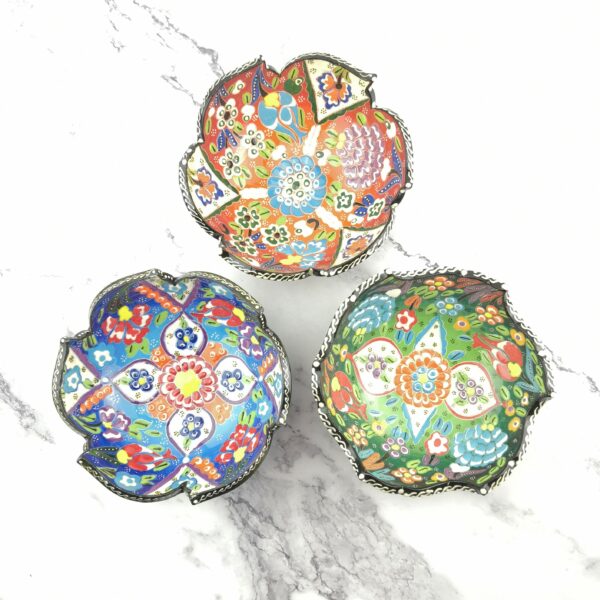 Hand Painted Ceramic Bowl(15 cm) Set - 3 Pieces Handmade Turkish Pottery