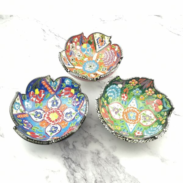 Hand Painted Ceramic Bowl(15 cm) Set - 3 Pieces Handmade Turkish Pottery - Image 3