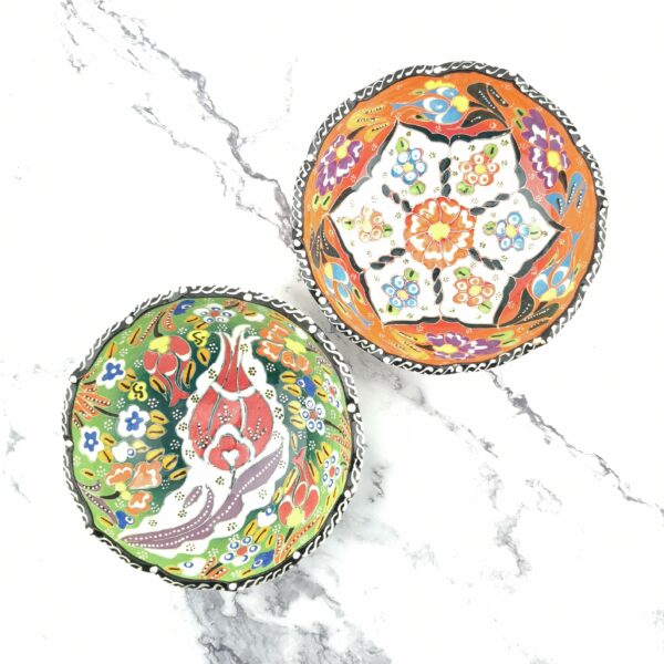 Hand Painted Ceramic Bowl(15 cm) Set - 2 Pieces Handmade Turkish Pottery