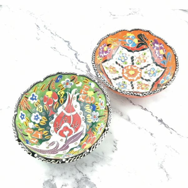 Hand Painted Ceramic Bowl(15 cm) Set - 2 Pieces Handmade Turkish Pottery - Image 3