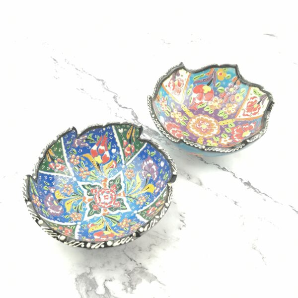 Hand Painted Ceramic Bowl(15 cm) Set - 2 Pieces Handmade Turkish Pottery - Image 3