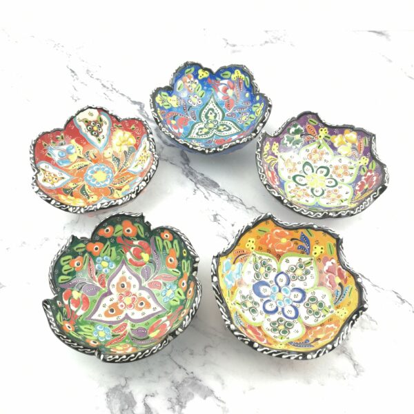 Hand Painted Ceramic Bowl(12 cm) Set - 5 Pieces Handmade Turkish Pottery - Image 3