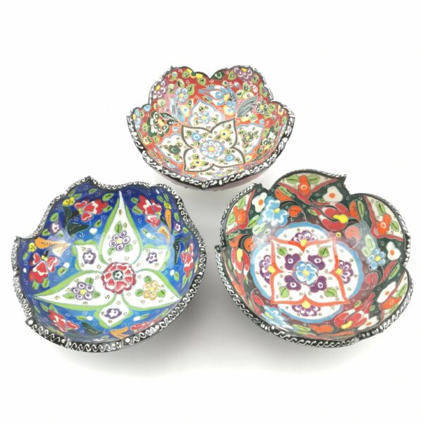 Hand Painted Ceramic Bowl(15 cm) Set - 3 Pieces Handmade Turkish Pottery - Image 2