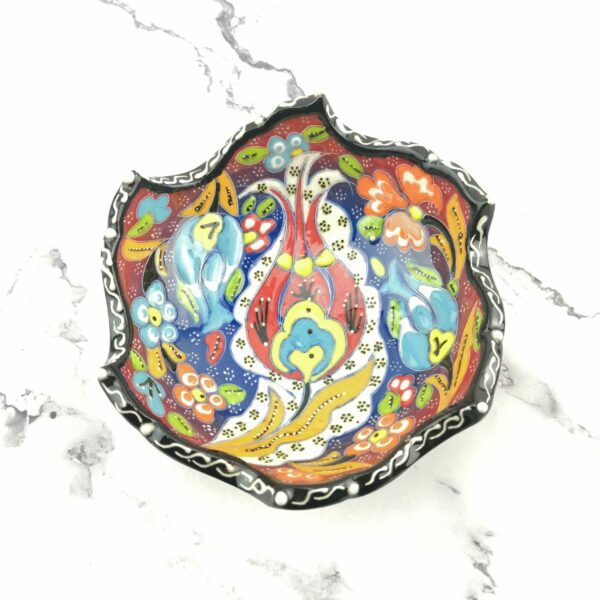 Hand Painted Ceramic Bowl(12 cm) Set - 3 Pieces Handmade Turkish Pottery - Image 5