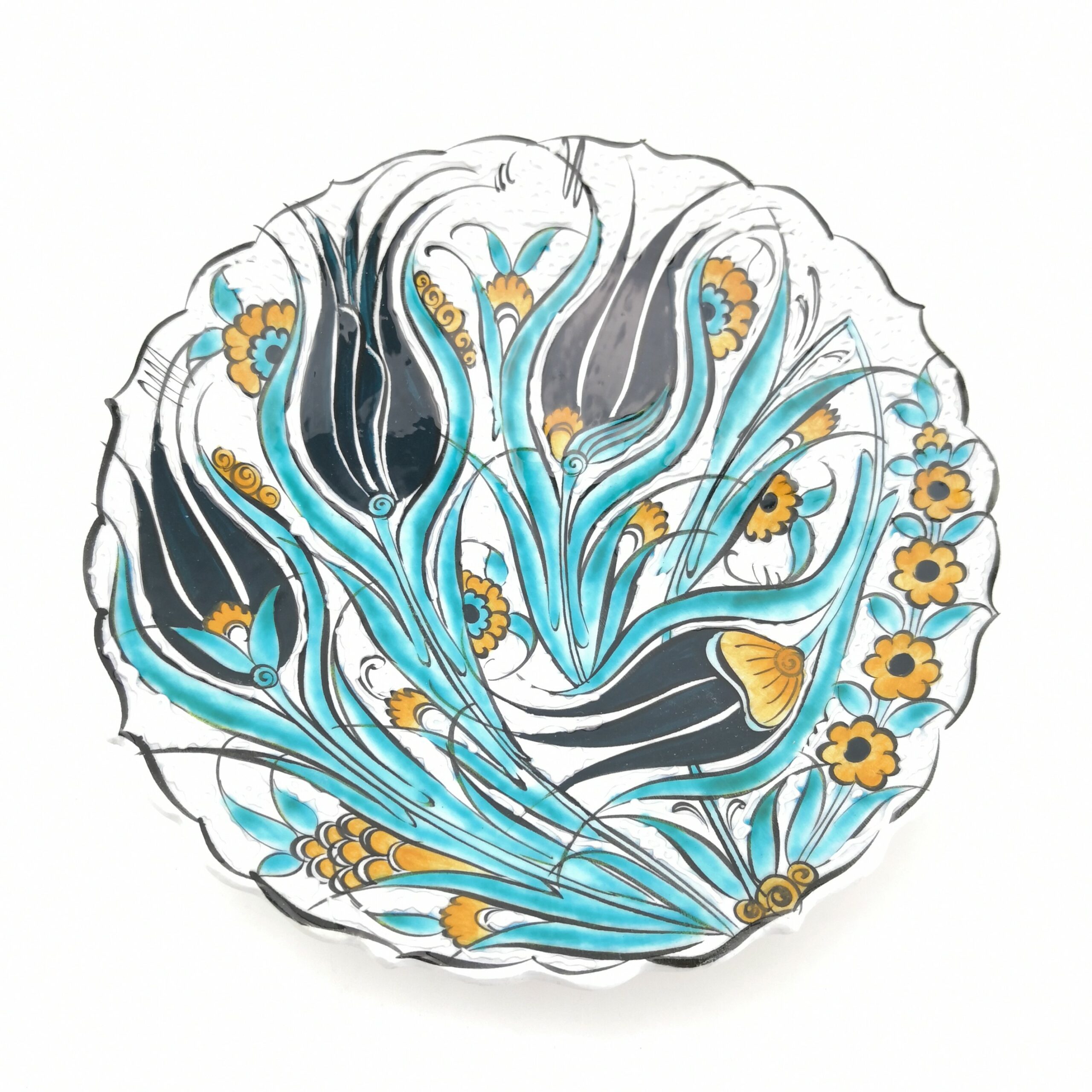 Handmade Ceramic Wall Hanging Plate(18 cm) - Hand Painted Turkish Pottery - Pattern E