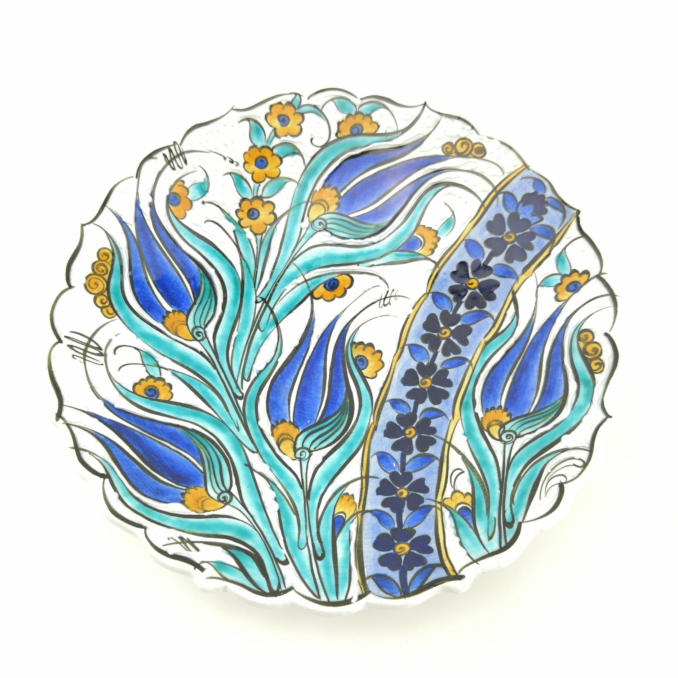Handmade Ceramic Wall Hanging Plate(18 cm) - Hand Painted Turkish Pottery - Pattern F