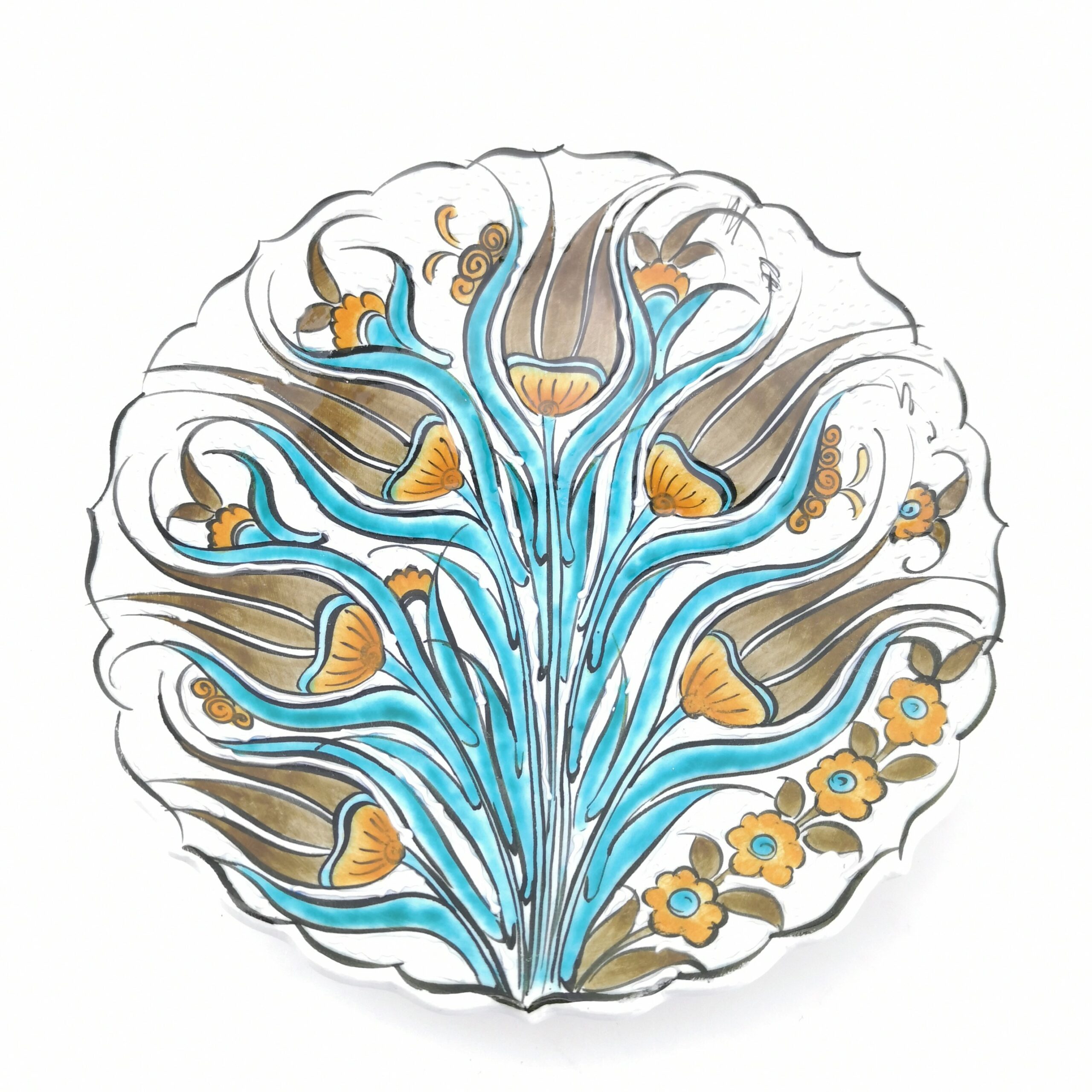 Handmade Ceramic Wall Hanging Plate(18 cm) - Hand Painted Turkish Pottery - Pattern G