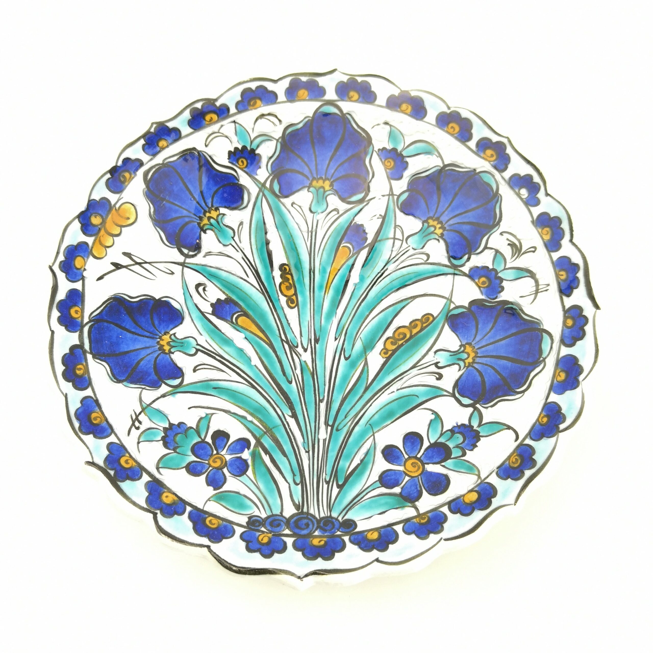 Handmade Ceramic Wall Hanging Plate(18 cm) - Hand Painted Turkish Pottery - Pattern I