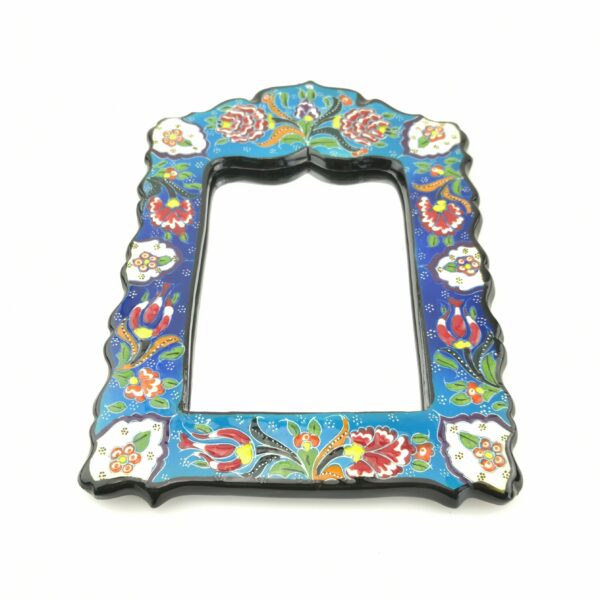 Hand Painted Ceramic Framed Pentagon Mirror - Handmade Turkish Pottery - Image 2