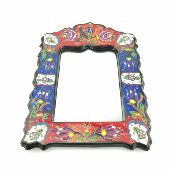 Hand Painted Ceramic Framed Pentagon Mirror - Handmade Turkish Pottery - Image 3