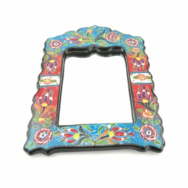 Hand Painted Ceramic Framed Pentagon Mirror - Handmade Turkish Pottery