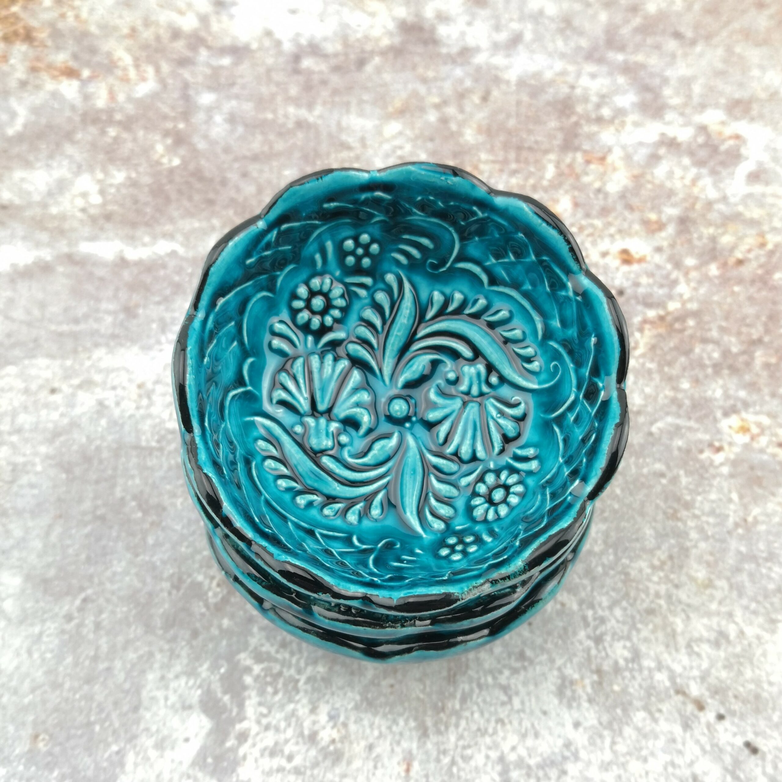 Hand Painted Ceramic Bowls(8 cm) - Handmade Turkish Pottery - Green