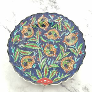 Handmade Ceramic Wall Hanging Plate (25 cm) - Hand Painted Turkish Pottery - Pattern J