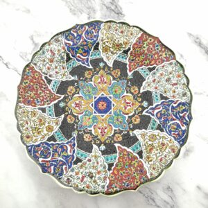 Handmade Ceramic Wall Hanging Plate (30 cm) - Hand Painted Turkish Pottery - Pattern A