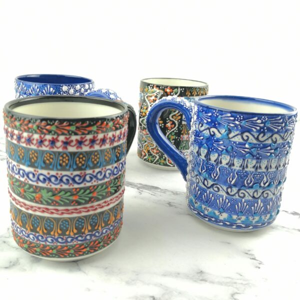 Handmade Ceramic Tea/Coffee Mugs - Hand Painted Turkish Pottery - Image 5