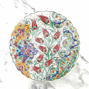 Handmade Ceramic Wall Hanging Plate (25 cm) - Hand Painted Turkish Pottery - Pattern A