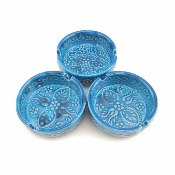 Handmade Ceramic Ashtray - 3 Pieces Hand Painted Ashtray