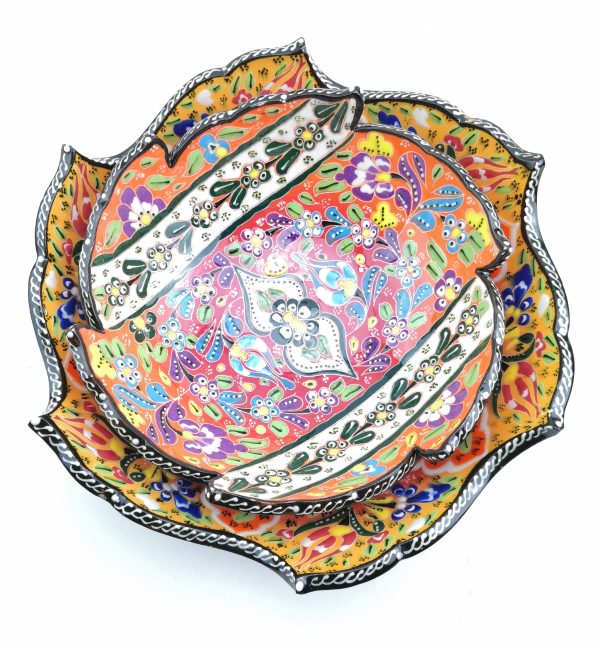 Turkish Hand Painted Ceramic Bowl Set - 4 Pieces(12,15,20,25 cm) - Image 5