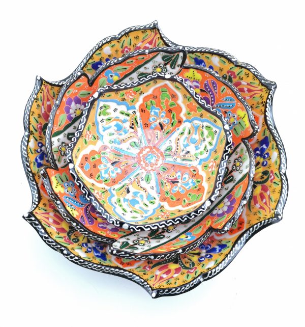 Turkish Hand Painted Ceramic Bowl Set - 4 Pieces(12,15,20,25 cm) - Image 4