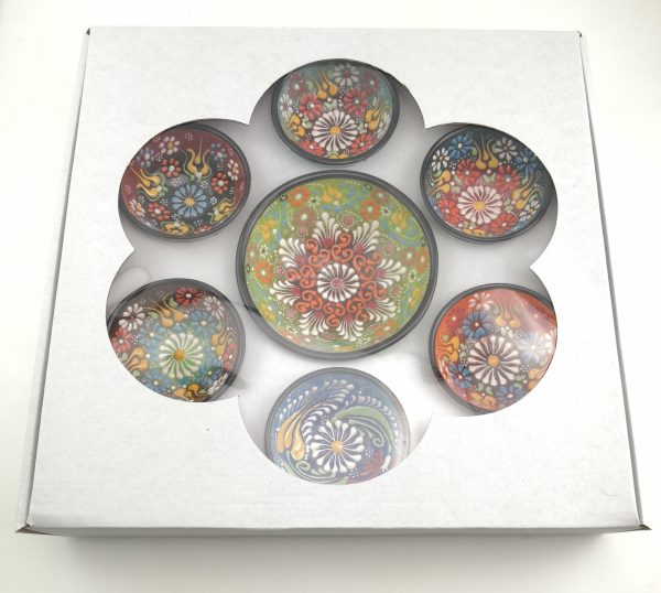 Hand Painted Ceramic Bowl Set - 7 Pieces - Handmade Turkish Pottery - Image 2