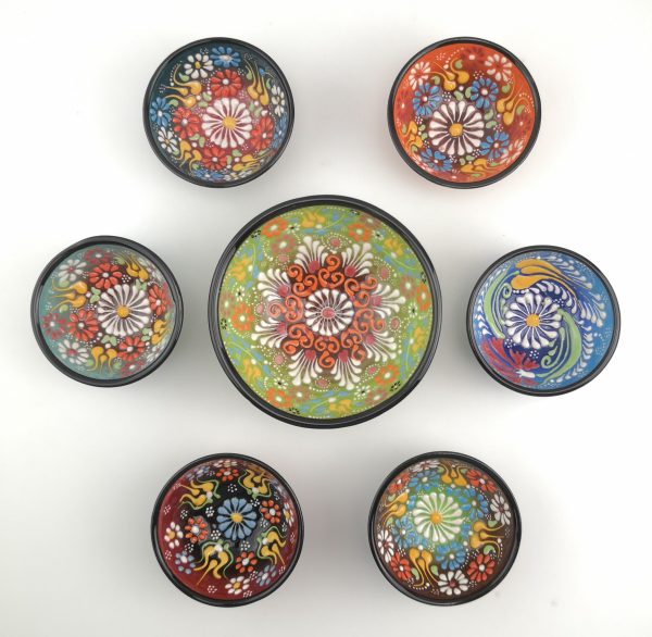 Hand Painted Ceramic Bowl Set - 7 Pieces - Handmade Turkish Pottery